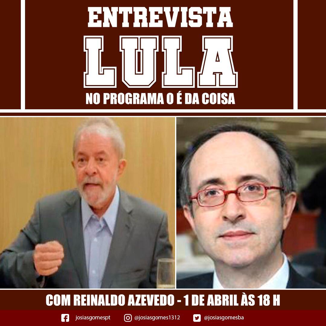 Hoje Temos A Entrevista De Lula Com O Reinaldo Azevedo