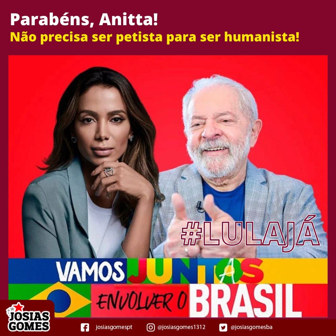 Anitta é Lula Já! Vamos Juntos Pelo Brasil