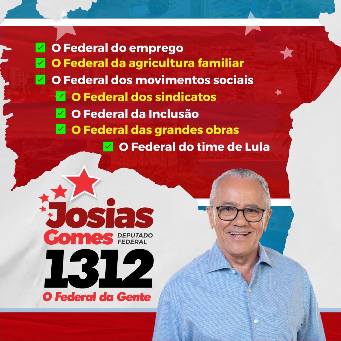 Vote Josias Gomes Deputado Federal: 1312