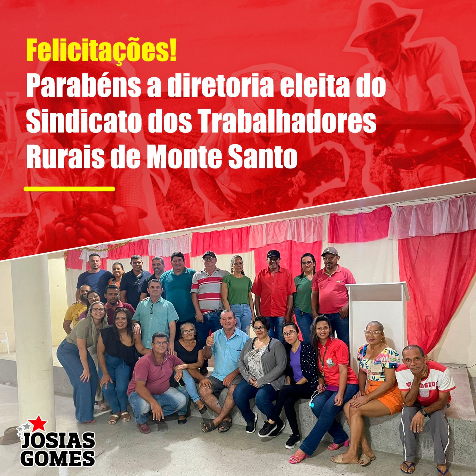 Parabéns, Companheiro Adriano Ferreira! Novo Presidente Do Sindicato Dos Trabalhadores Rurais De Monte Santo
