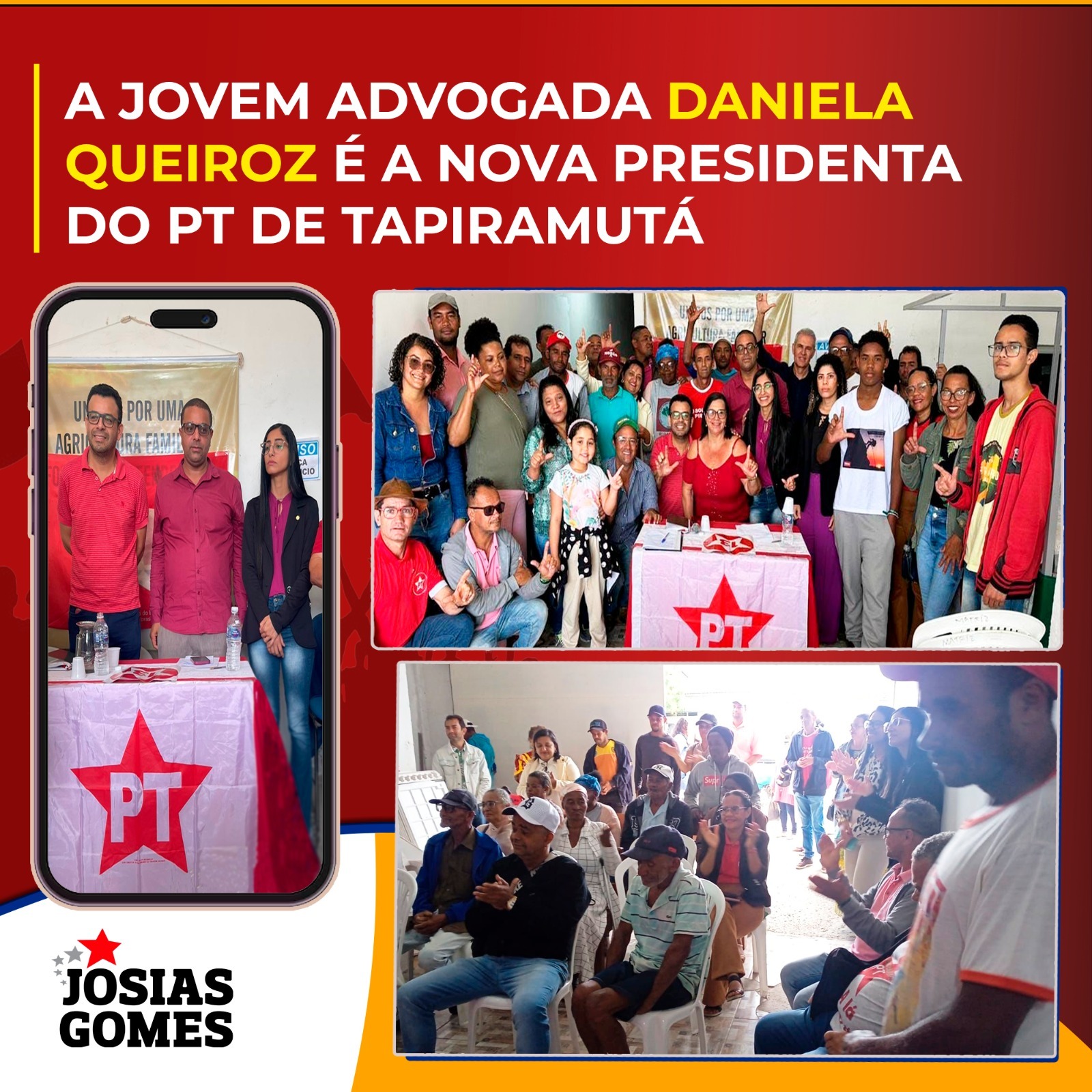 PT Municipal De Tapiramutá Será Dirigido Por Uma Jovem E Talentosa Companheira. Parabéns, Dra. Daniela Queiroz!