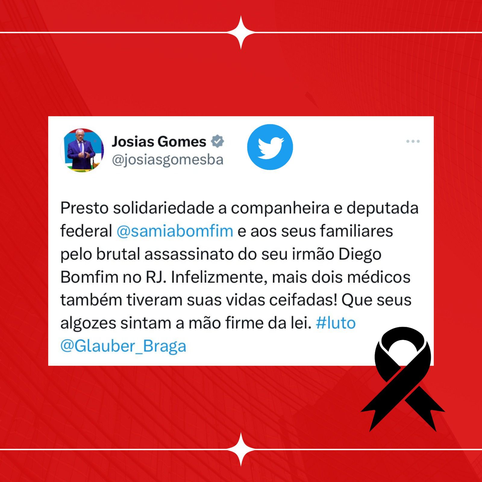 Minha Solidariedade Aos Médicos Brutalmente Assassinados No Rio De Janeiro, Entre Eles, O Irmão Da Deputada Sâmia Bomfim