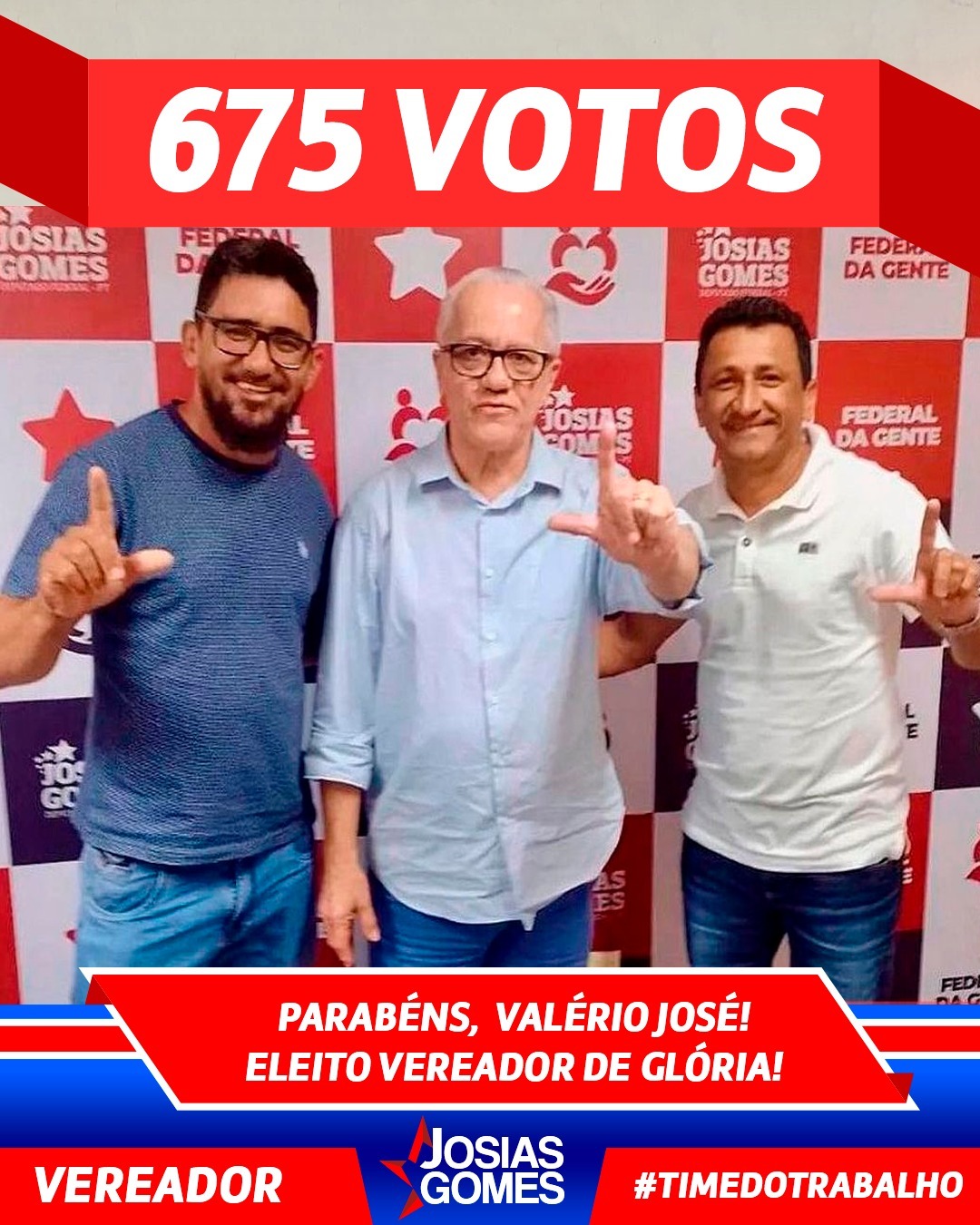 Faz O L, Glória! Valério José Foi Reeleito Com 675 Votos!