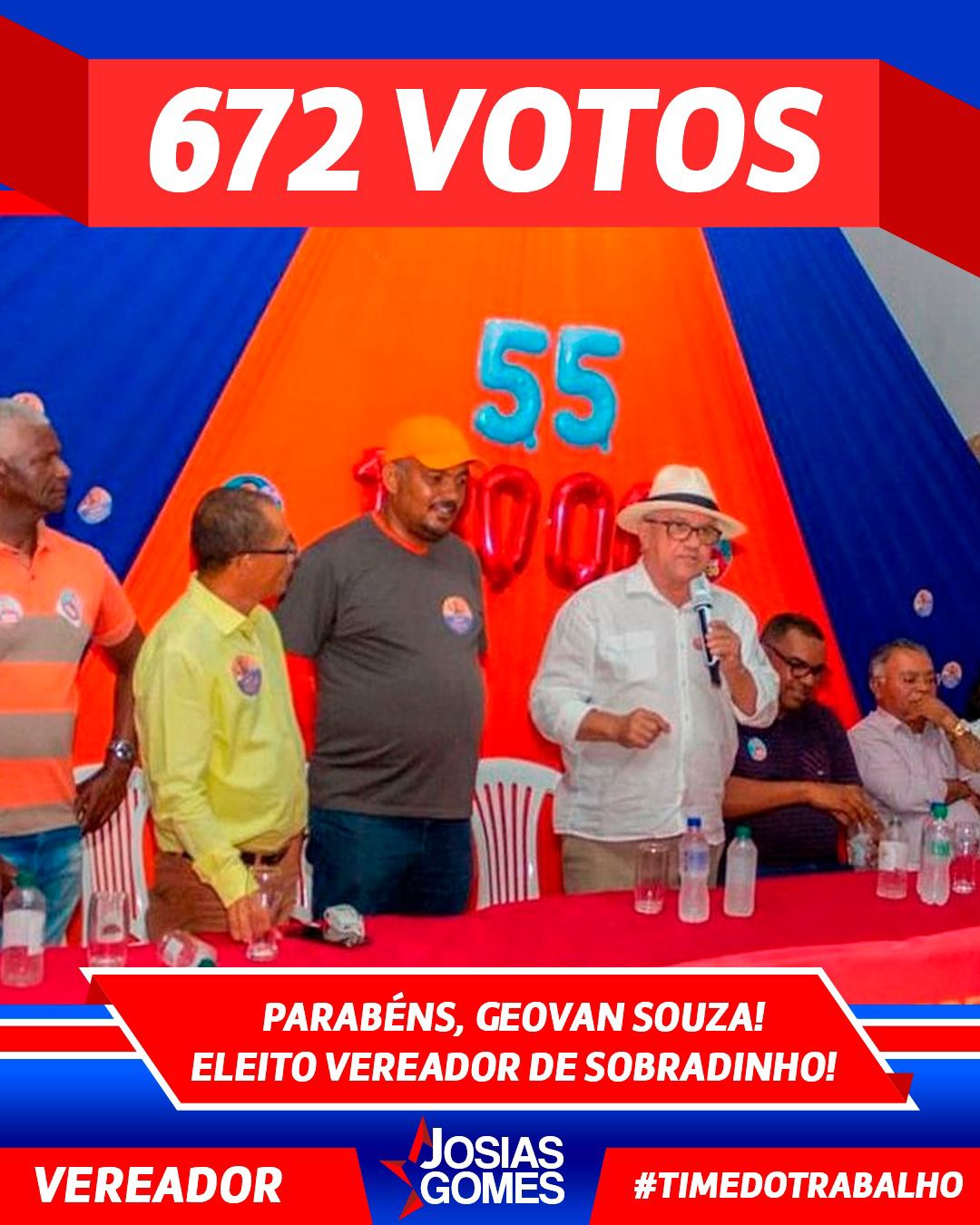 Geovan Foi Eleito Vereador De Sobradinho Com 672 Votos. Viva O PT!