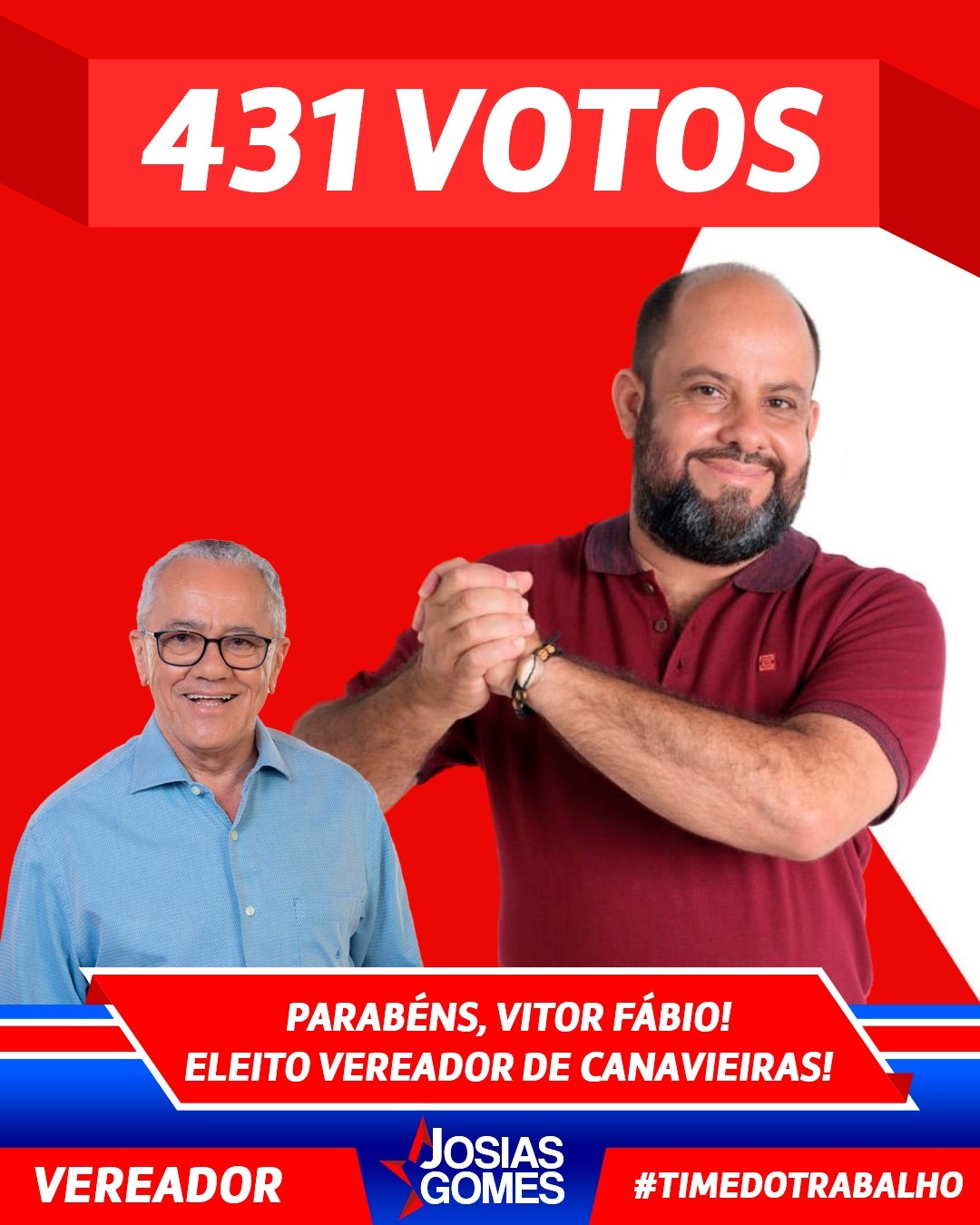 Parabéns, Canavieiras! Elegemos O Mestre Vitor Fábio Vereador Com 431 Votos