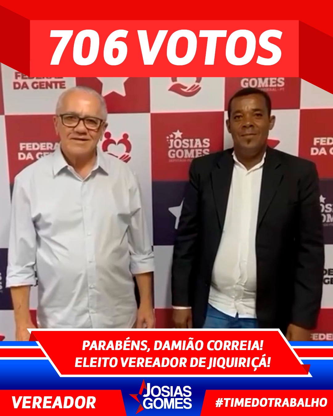 Obrigado, Jiquiriçá! Reelegemos O Vereador Damião Com 706 Votos De Confiança